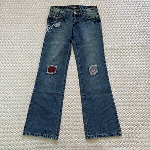 NWT Vintage Fornarina Embroidery Washed Out Flared Demin Jeans Women's W 30